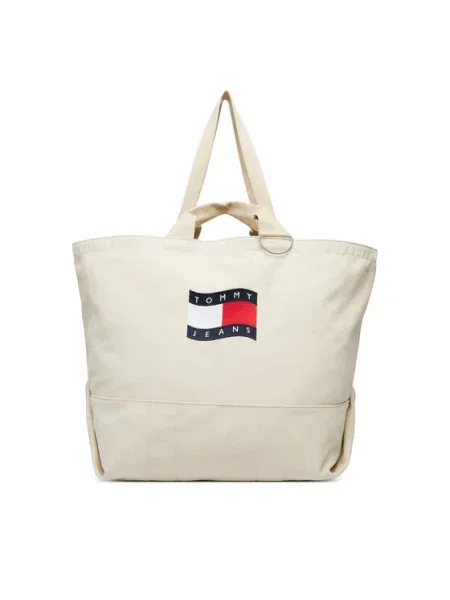 Τσάντα Tommy Jeans Tjw Wave Flag Med Tote Μπεζ κόκκινο