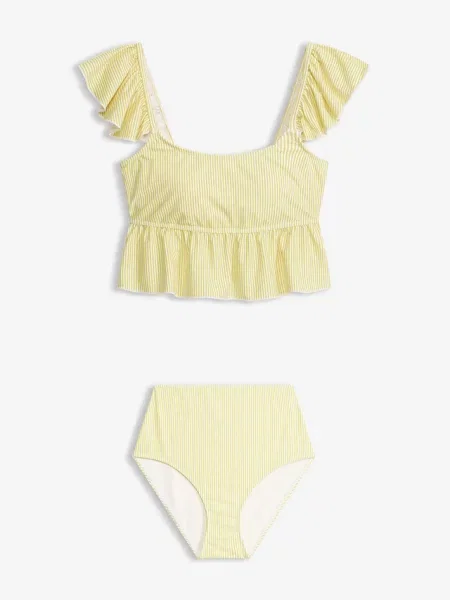 Tankini z falbankami komplet żółty