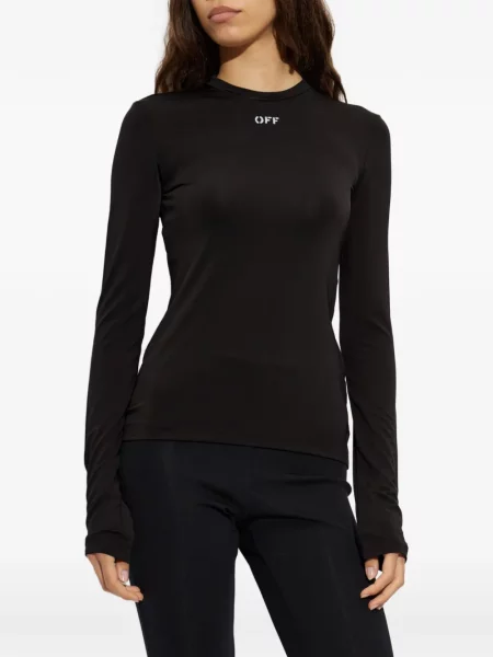 Lung top Off-white cu imagine alb
