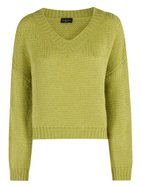 Pulover Roberto Collina tricotate cu decolteu în V verde