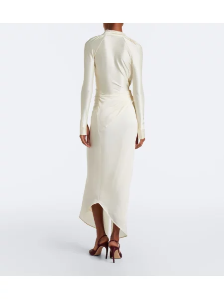 Rochie midi Victoria Beckham din jerseu drapată alb