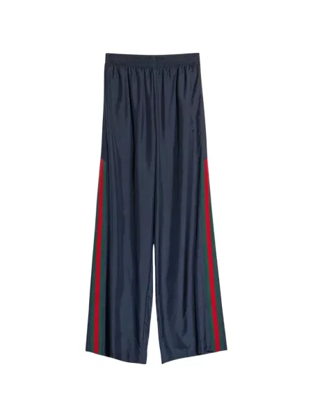 Pantaloni Gucci de mătase cu dungi albastru