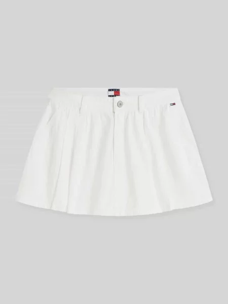 Rozkloszowana spódnica mini z czystej bawełny Tommy Jeans beżowa