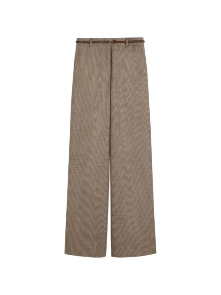 Pantaloni Max Mara în carouri maro