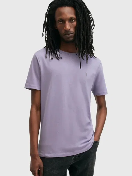 Тениска AllSaints BRACE с изчистен дизайн сиво