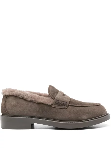 Pantofi loafer Doucal's din piele de căprioară maro