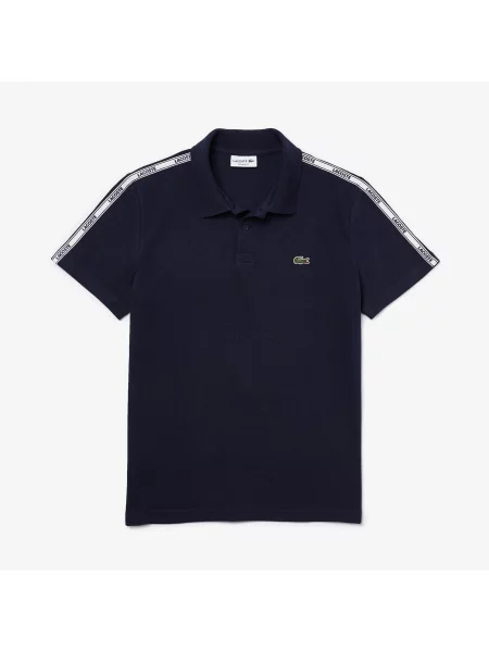 Lacoste Koszulka Polo Z Logo Marki Z Bawełny Regular Fit granatowa