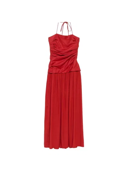 Rochie maxi Faithfull cu volane roșu