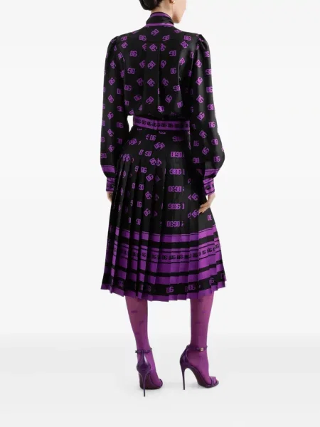 Fusta plisata Dolce & Gabbana plisată până la genunchi negru