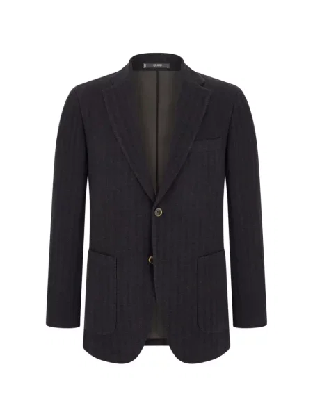 Sacou Boggi Milano de lână cu model herringbone maro