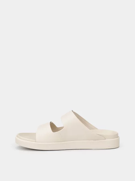 Calvin Klein Flat Adj Slide Calvin Mtl Lth Шльопанці Шкіра бежевий