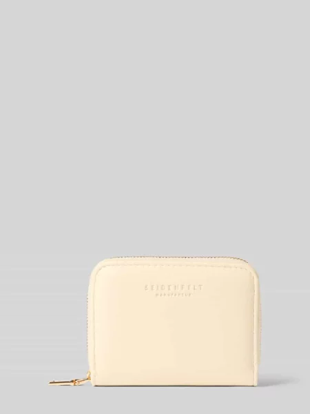 Portfel z detal z logo model Ylva' Seidenfelt beżowy