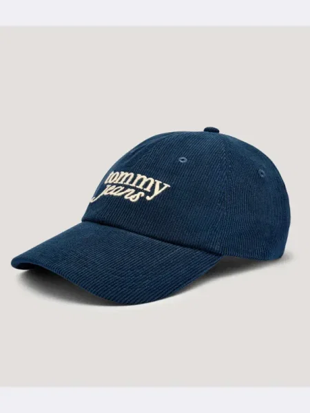 Tommy Jeans șapcă de baseball din catifea bleumarin alb