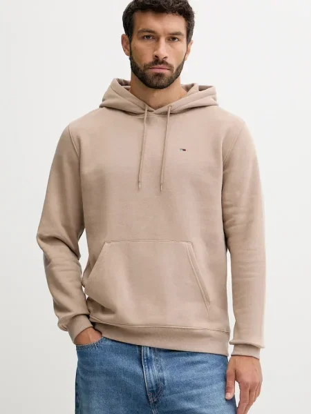 Суичър с качулка Tommy Jeans с качулка бежово