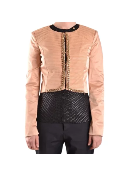 Kurtka skórzana Elisabetta Franchi beżowa