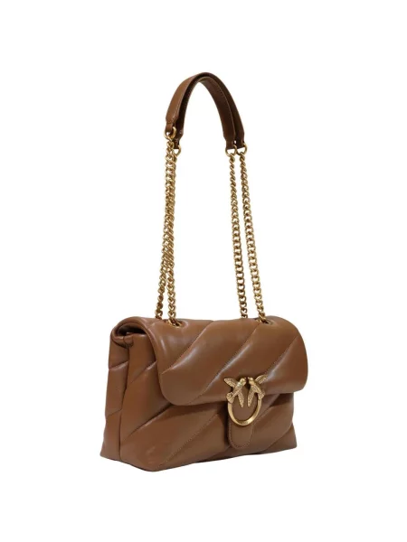 Geanta crossbody Pinko din piele clasică maro
