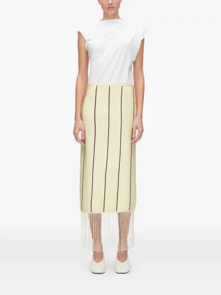 Ριγέ μίντι φούστα 3.1 Phillip Lim με κρόσσια με μήκος μέχρι το γόνατο κίτρινο