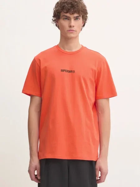 Tricou Superdry cu autograf portocaliu