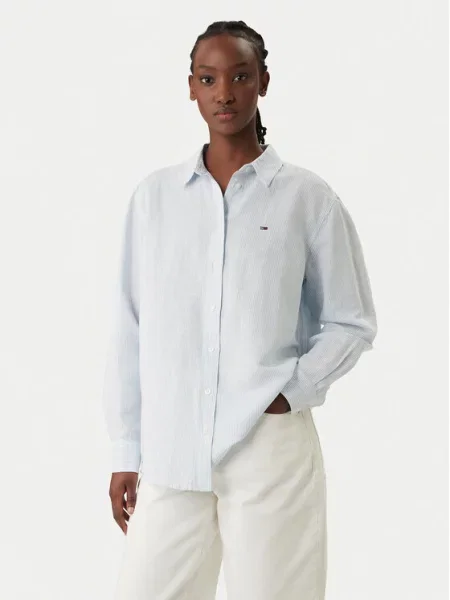 Tommy Jeans Cămașă celest albastru