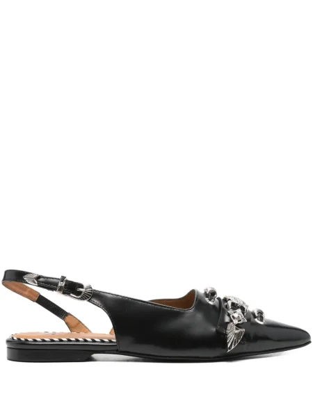 Papuci tip mules Toga Pulla cu cataramă slingback negru