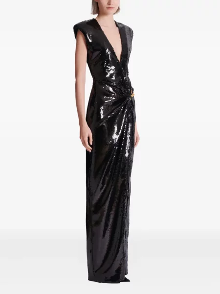 Rochie Balmain cu paiete drapată de costum negru