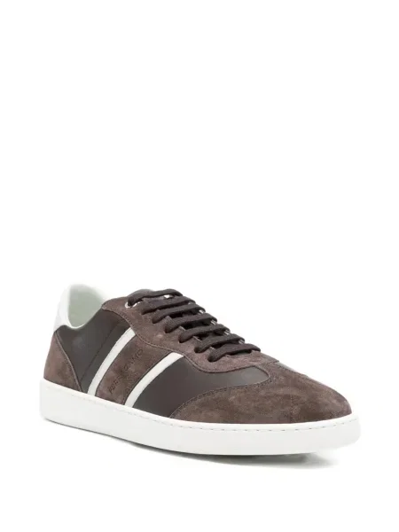 Sneakerși Ferragamo din piele cu dungi maro
