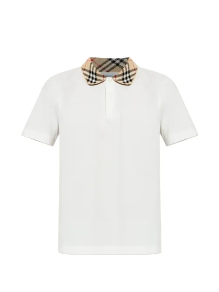 Gulerat polo Burberry în carouri alb