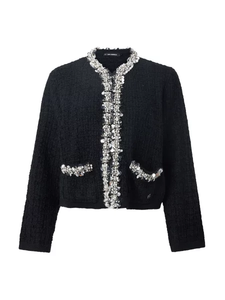 Karl Lagerfeld Geacă tricotată negru alb