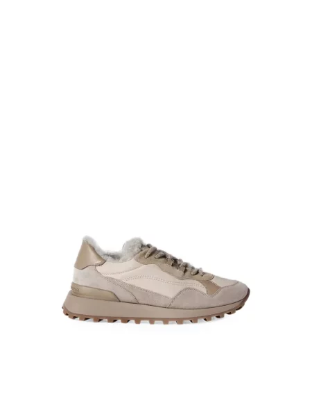 Sneakersy Brunello Cucinelli z owczej skóry beżowe