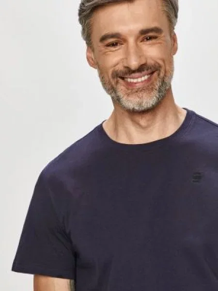 Тениска G-Star Raw мъжка тъмносиньо с изчистен дизайн синьо
