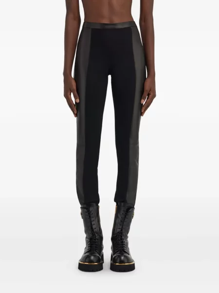Leggings Roberto Cavalli din piele negru