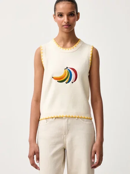 Never Fully Dressed top tricotat pentru femei cu vâscoză bej