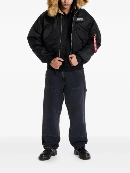Blană artificială geacă bomber Alpha Industries negru