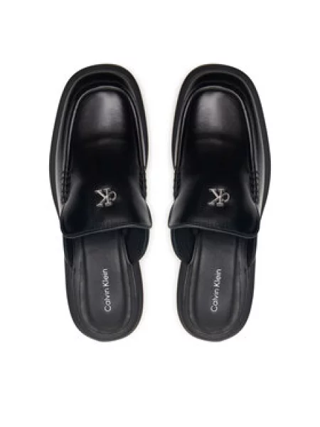 Calvin Klein Natikači Block Heel Mule Lth Hdw črna