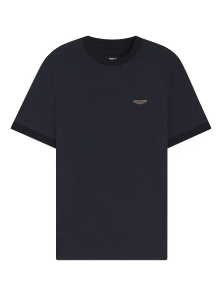 Tricou Boss cu broderie albastru