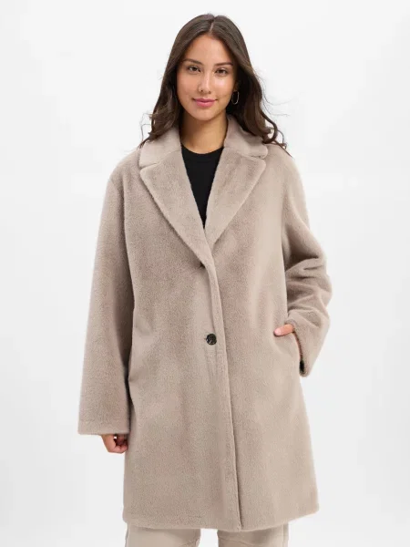 Rofa kurtka ze sztucznego futra Kobiety szary|brązowy jednolity 36 szara