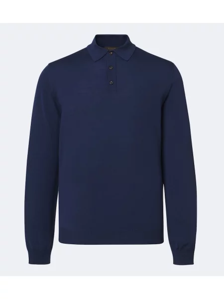 Tricou polo Slowear de lână albastru