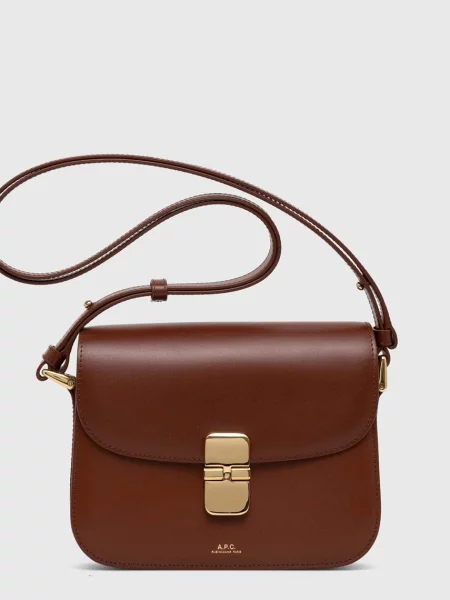 A.P.C. Kožená kabelka Grace Small hnědá