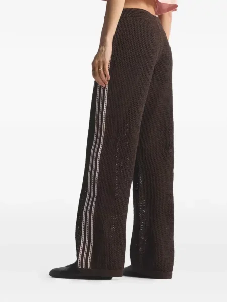 Pantaloni Adidas cu dungi alergare tricotate maro