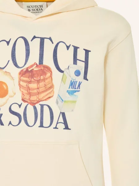 Scotch & Soda Bluza Z Kapturem weiss pomarańczowa