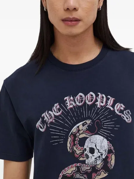 Tricou The Kooples cu model piele de șarpe albastru