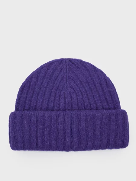 Вовняна шапка Gant в рубчик фіолетова