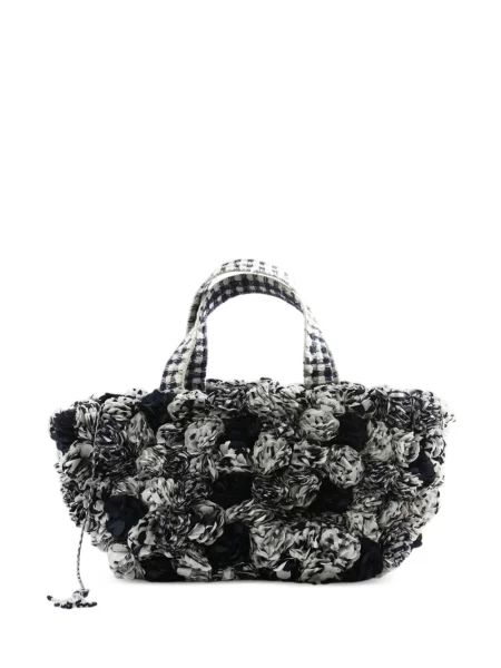 Geantă shopper Pero cu model floral cu aplicații alb