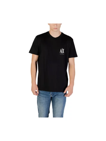 Armani Exchange Koszulki Mężczyzna S Koszulka z Krótkim Rękawem i Okrągłym Dekoltem czarny