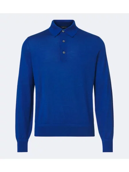 Tricou polo Tom Ford de mătase albastru