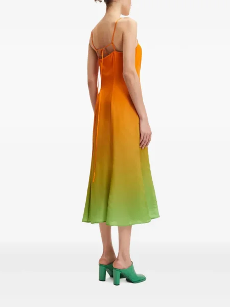 Rochie Samsøe Samsøe de mătase cu gradient de costum portocaliu