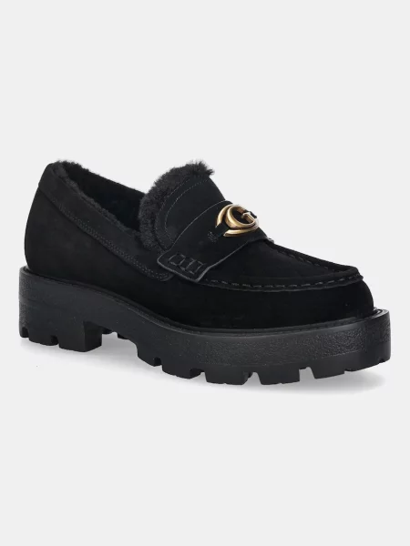 Mokasini iz semiša Guess YANIKAY FLFYKY črna