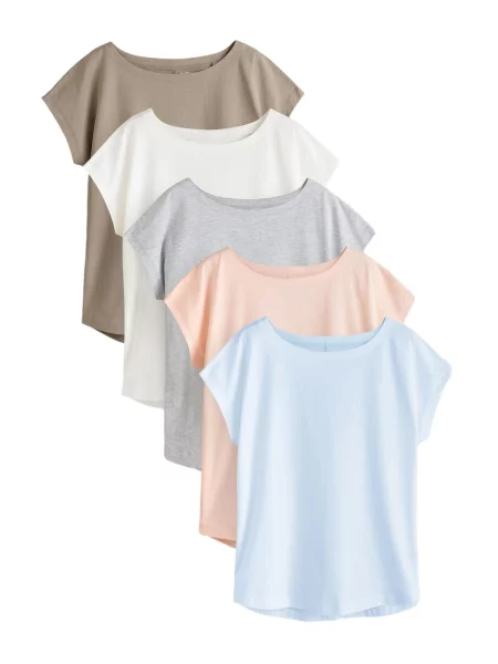 Next Tricou albastru deschis / maro / gri amestecat / roz alb