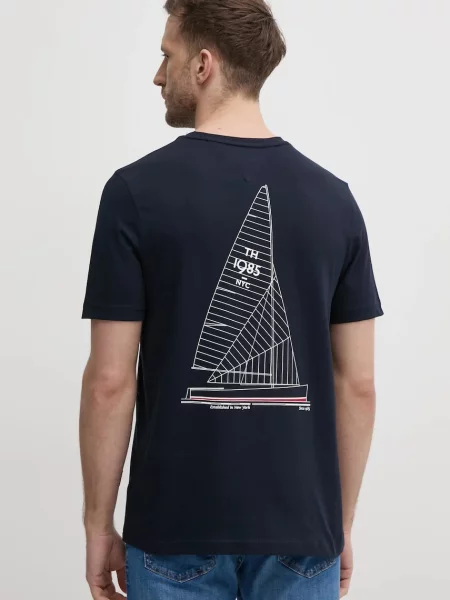 Kratka majica Tommy Hilfiger mornarsko modra