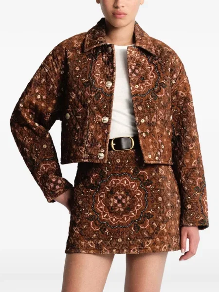 Geacă Cara Cara cu imagine cu model paisley maro